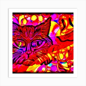 Psychedelic Cat Art Print