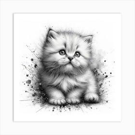 Black And White Drawing Of A Kitten Art Print