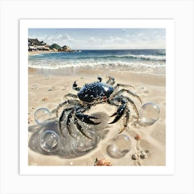 Crab & Bubbles Art Print