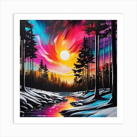 Sunset In The Woods 4 Art Print