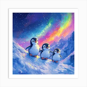 Penguins In The Snow 9 Art Print