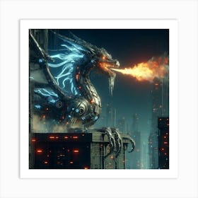 Futuristic Dragon 1 Art Print