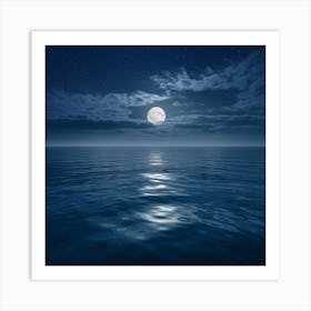 Full Moon Over The Ocean Art Print