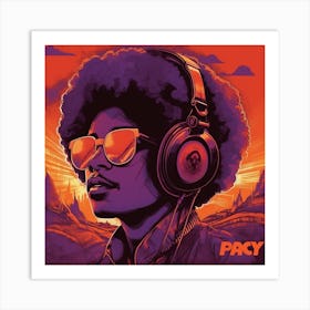 Afro girl with headphone Art Print