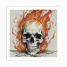 Skull On Fire Art Print