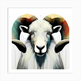 Aries Head - Abstract Line Art Illustration 129 Art Print