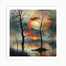 Sunset Over A Lake Art Print