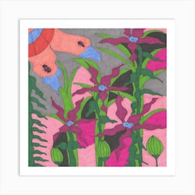 Bohemian Floral Garden Drawing Art Print