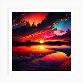 Sunset Over Water 2 Art Print