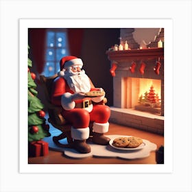 Santa Claus Eating Cookies 19 Art Print