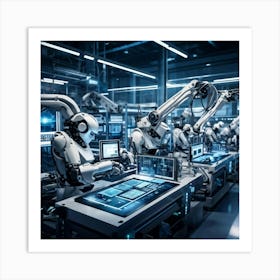 A Detailed Digital Rendering Of Advanced Industrial Cyber Management Process Engineered Automatons (6) Art Print