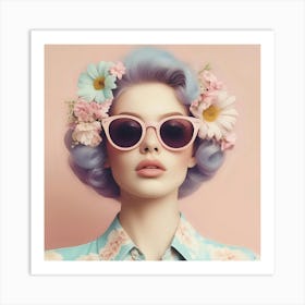 Woman With Purple Hair And Sunglasses Art Print