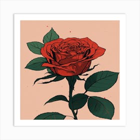 Rose red flower Art Print