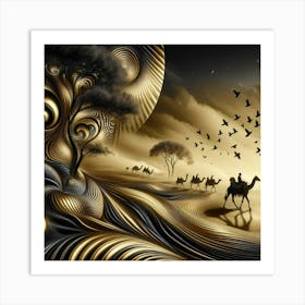 Camels In The Desert Art Print