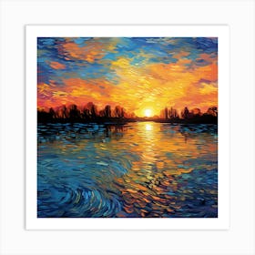 Sunset On The Lake 2 Art Print