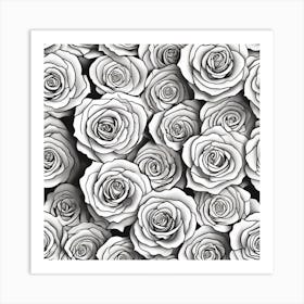 Black And White Roses 1 Art Print