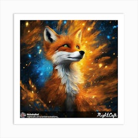 Fox In The Night Sky 1 Art Print