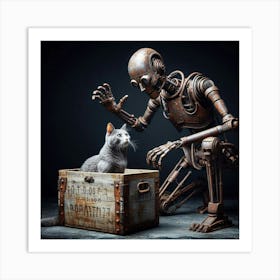 Robot And Cat 1 Art Print