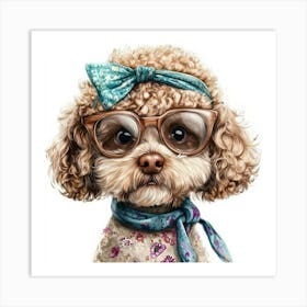 Poodle With Glasses 6 Art Print