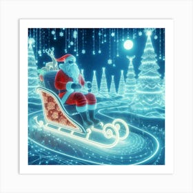 Santa Claus In Sleigh Art Print