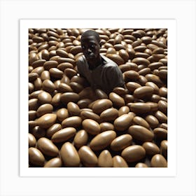 Man In A Pile Of Potatoes Art Print