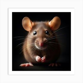 Rat On Black Background 1 Art Print