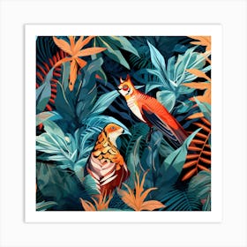 Colorful Birds In The Jungle 1 Art Print