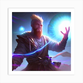 Wizard With A Glowing Ball Art Print