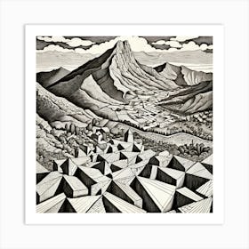 City In The Mountains Art Print