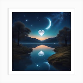 Moon And Heart Art Print