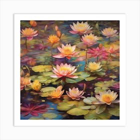 Water lilys meadow Art Print