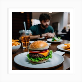 Burger At A Restaurant Art Print