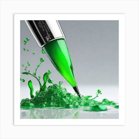 Green Liquid Splashing Art Print