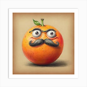 Orange With Mustache 20 Art Print