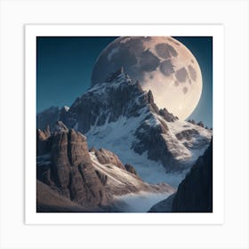 Full Moon Over Mountains Art Print