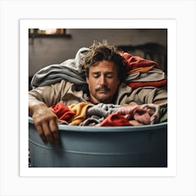 Man Sleeping In Laundry Tub Art Print