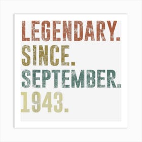 79th Birthday Vintage Legendary Since September 1943 Art Print