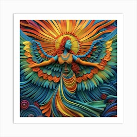 Portrait of an angel, orange, artwork print. "The Manifestation" Art Print