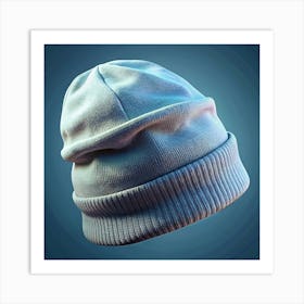 White Knit Beanie Hat Mockup Art Print