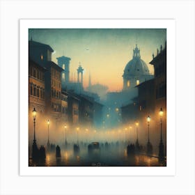 Venice At Night Art Print Art Print