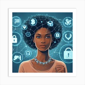 Afro-American Woman With Technology Icons Art Print