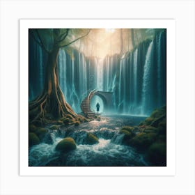 Stepping Into The Water, Finding A Hidden Cave Behind Amsterdam S Waterfall Style Mystical Realism (4) Art Print