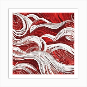 Red And White Swirls 1 Art Print