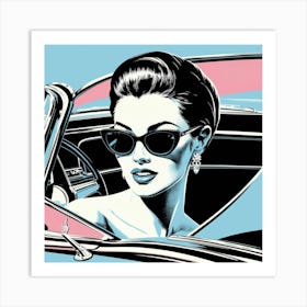 Girl In A Car Art Print