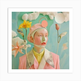 Girl With Flowers Art Print