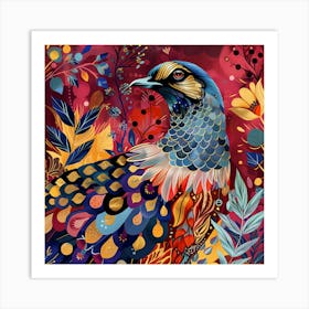 Patchwork Quilted Quail 1 Art Print