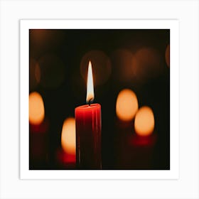 Lit Candle In The Dark Art Print