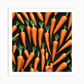 Carrots On Black Background 9 Art Print