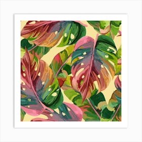 Monstera Colorful Leaves Foliage Art Print