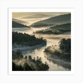 Misty Valley 1 Art Print